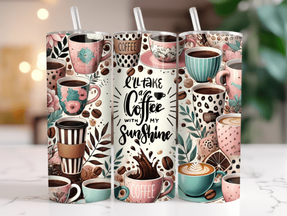20oz Coffee Lover Floral Tumbler Wrap Graphics