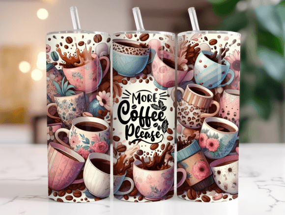 20oz Floral Coffee Lover Tumbler PNG for Branding and Packaging