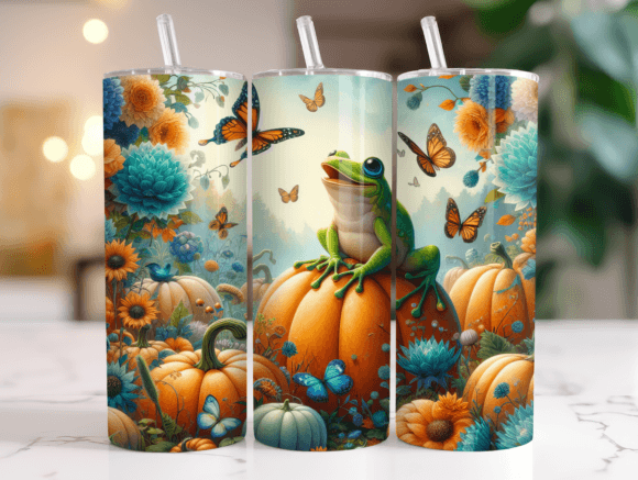 20oz Frog Autumn Halloween Tumbler Wrap Graphics