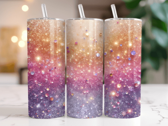 20oz Seamless Glitter Tumbler Wrap Png for Branding and Marketing