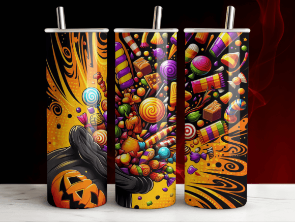20oz Sweet Candy Corn Tumbler Wrap PNG for Graphic Design