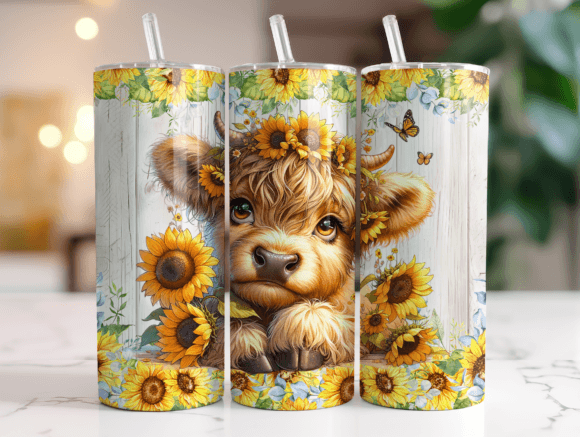 Baby Highland Sunflowers 20 Oz Wrap Graphics