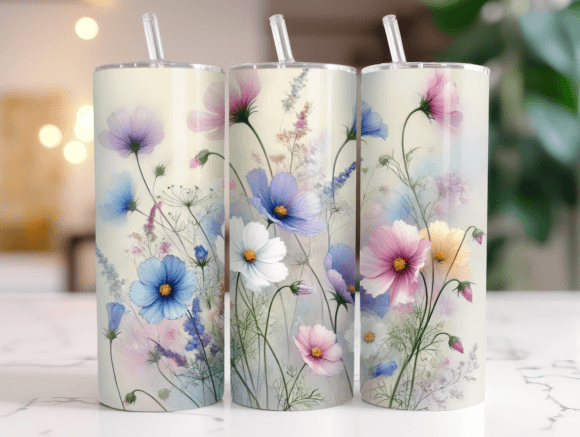 Boho Floral 20oz Tumbler Wrap PNG for Branding and Graphics