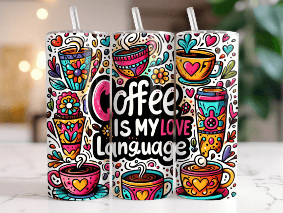 Coffee Floral Pattern 20oz Tumbler Wrap Graphics