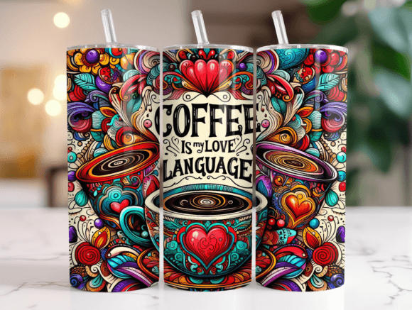 Coffee Themed 20oz Tumbler Sublimation Graphics