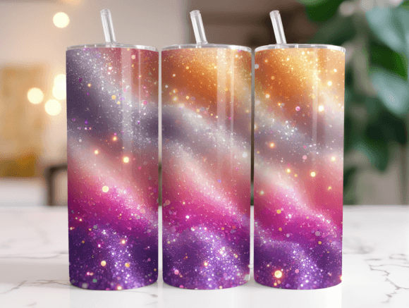 Colorful Glitter 20oz Tumbler Wrap Graphic for Digital Sellers