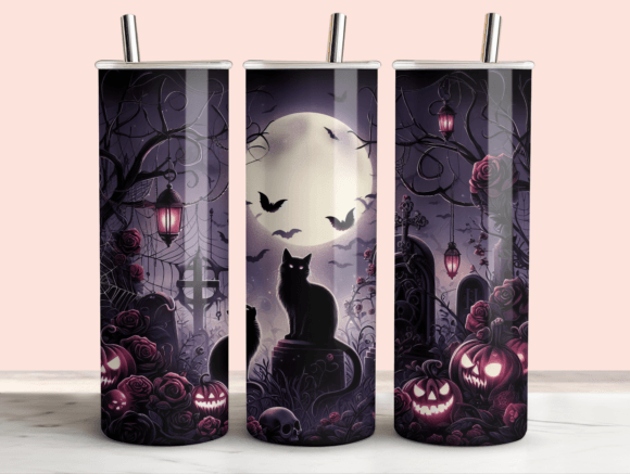 Creepy Black Cats Tumbler Wrap Graphics