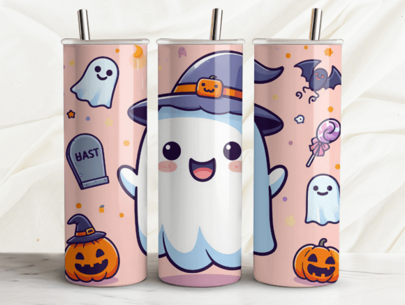 Cute Ghost Halloween Tumbler Wrap Graphics
