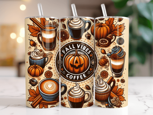 Fall Vibes Coffee Tumbler Wrap Graphics