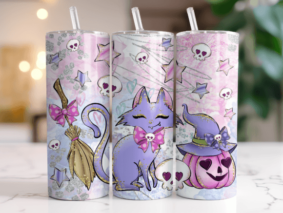 Halloween Cute Cat Tumbler Wrap Graphics