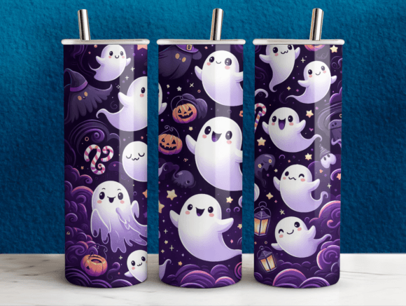 Halloween Ghost Gathering Tumbler Wrap Graphics