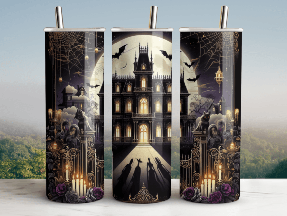 Halloween Mansion Glam Tumbler Wrap Graphics