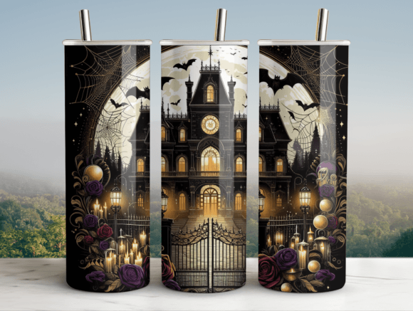 Halloween Mansion Glam Tumbler Wrap Graphics