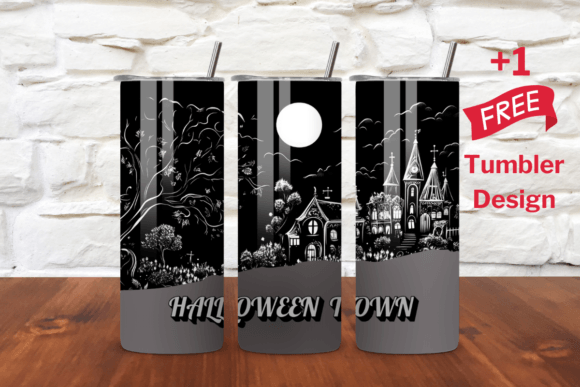HALLOWEEN TOWN 20oz Tumbler Wrap, PNG for Branding and Packaging
