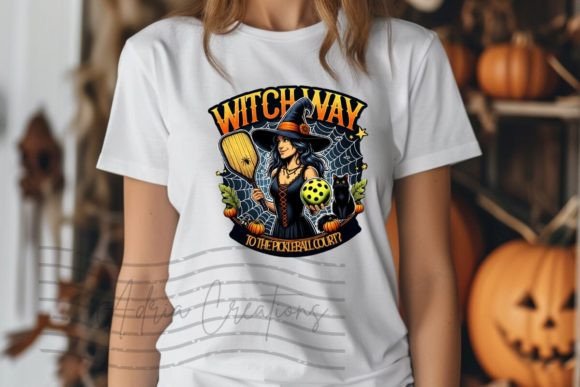 Halloween Witch Pickleball Shirt Cup PNG for Crafts and Graphics