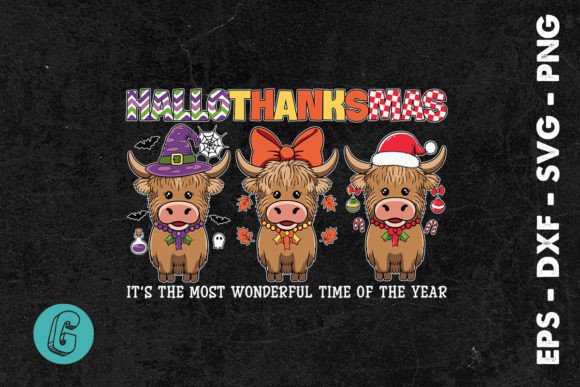 Happy Hallothanksmas Cows SVG for Graphics and Print Templates