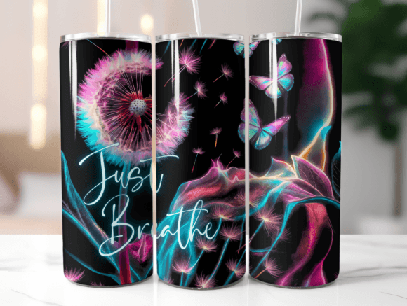 Just Breathe Neon Tumbler Wrap Graphics