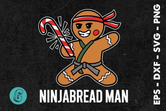 Ninjabread Man Happy Gingerbread SVG for Graphics and Print Templates