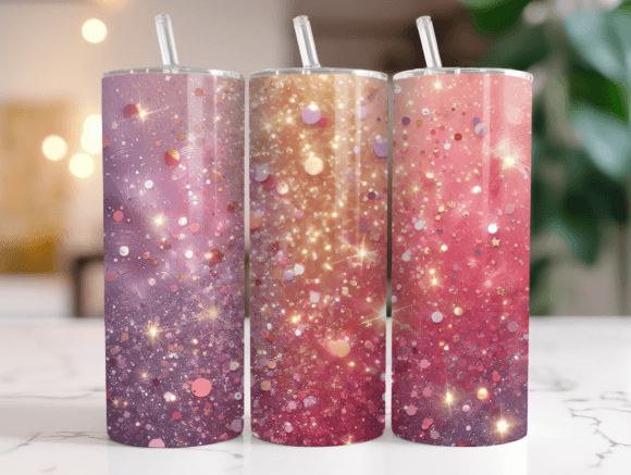 Pink Gold Glitter Tumbler Wrap Graphics