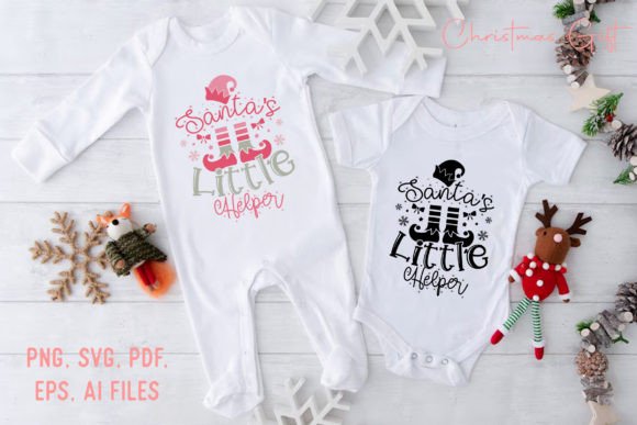 Santa's Little Helper Pink Christmas SVG for T-Shirt Designs