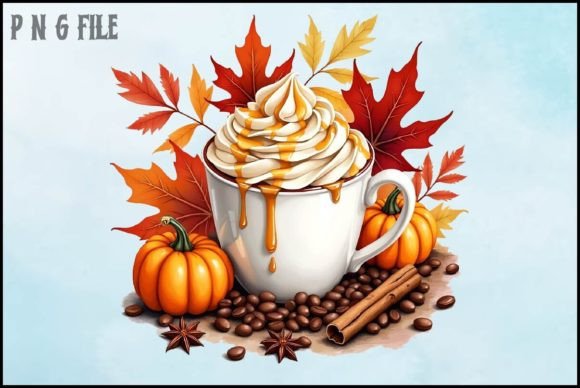Watercolor Autumn Cup Clipart PNG for Crafts and Graphics