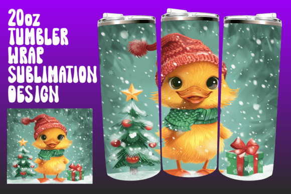Watercolor Winter Animals Tumbler Wrap Graphics